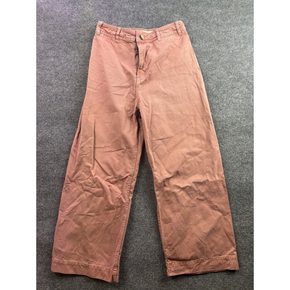 We The Free Wide Leg Pants Womens 27 Pink High Rise Cotton Canvas Cropped